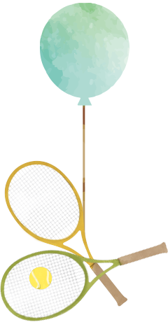 風船とテニスラケット